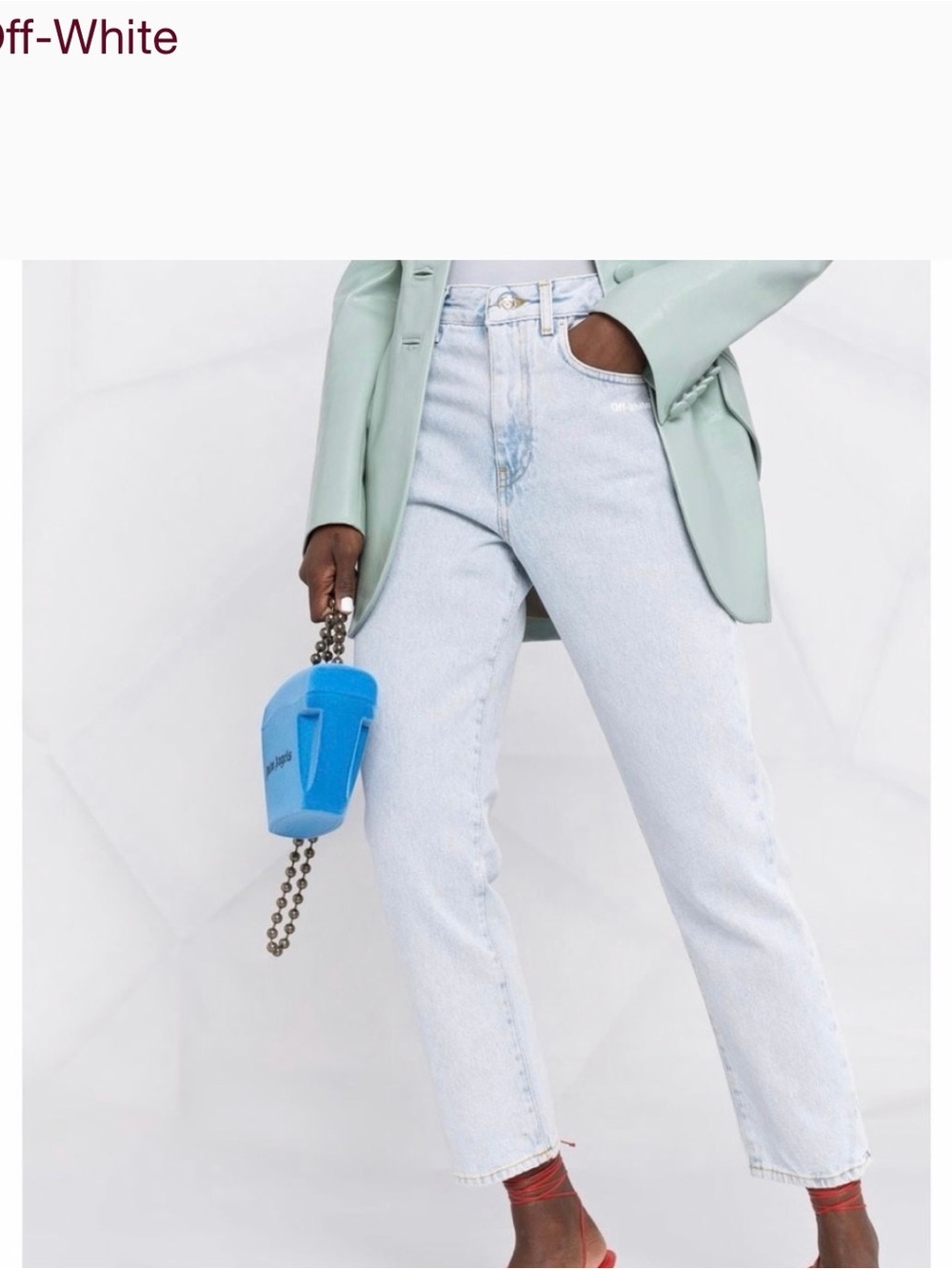 Off-White Light Blue Wash High-Rise Jeans